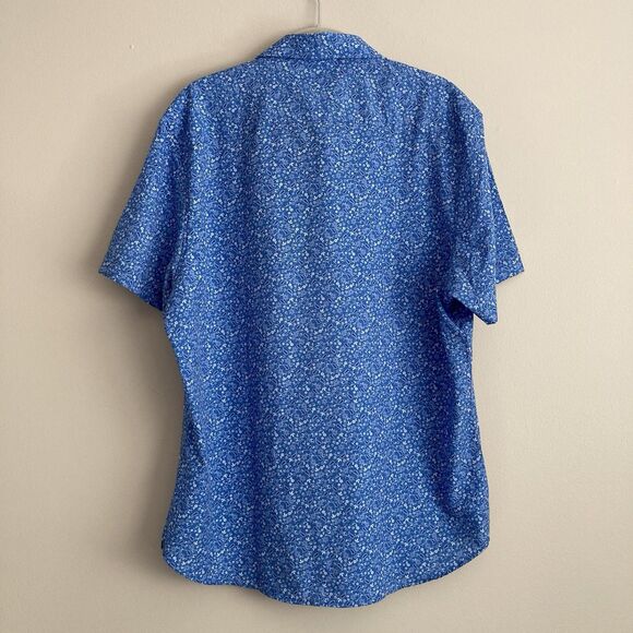 Con.Struct Mens Large Blue Paisley 4 way Stretch Slim Fit Button Up Shirt NWT - Picture 6 of 10
